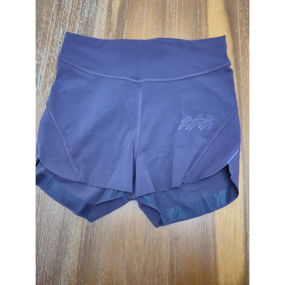 Lululemon Find Your Pace HR 3" Running Shorts Size 4 Purple Graphic Runner LN